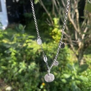 Silpada Floral Disc Coin Flowers Necklace - 925 Sterling Silver